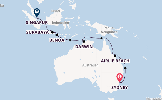 Australien ab Sydney auf der Volendam