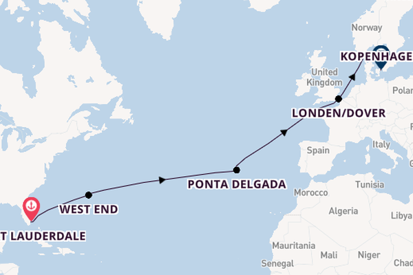 trans-Atlantisch vanaf Fort Lauderdale, Verenigde Staten met de Caribbean Princess