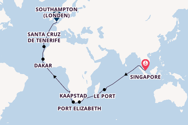 Afrika vanaf Singapore, Singapore met de Queen Victoria