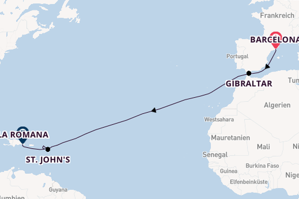 Karibik ab Barcelona, Spanien auf der MSC Opera