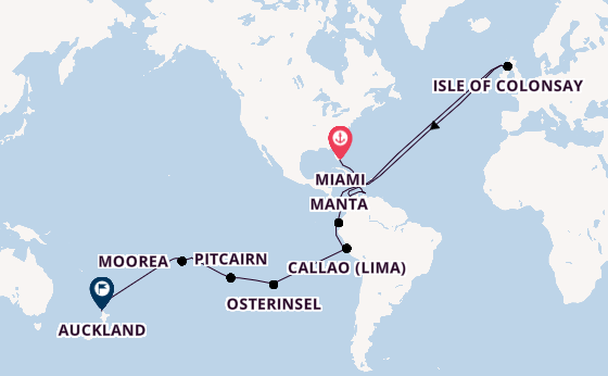 Weltreise ab Miami auf der Azamara Onward