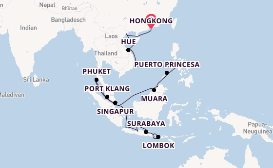 Südostasien ab Hongkong, China auf der Nautica