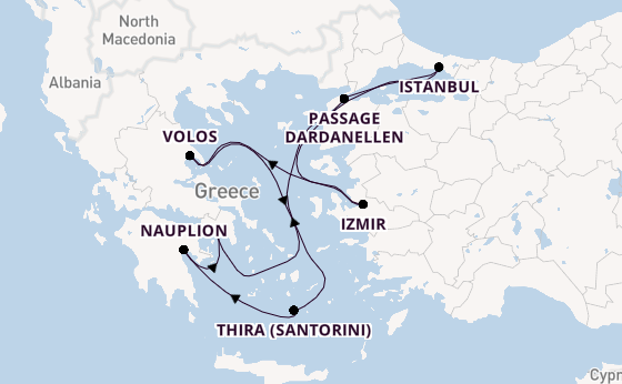Oostelijke Middellandse Zee vanaf Athene (Piraeus), Griekenland met de Costa Pacifica