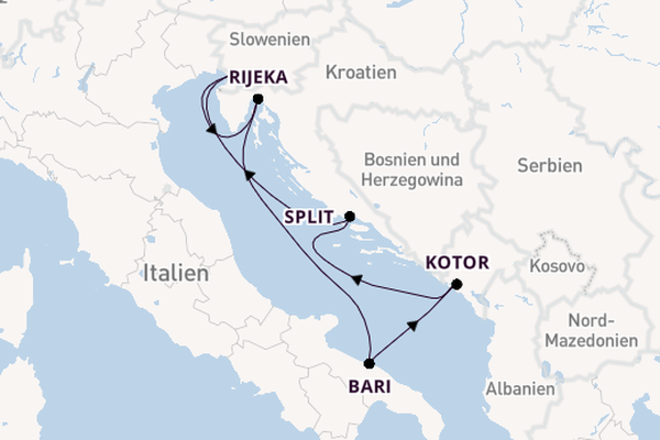 Mittelmeer ab Triest, Italien auf der Mein Schiff 4