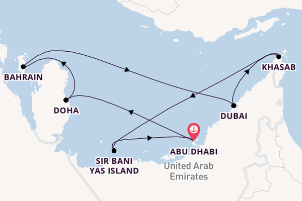 Arabian Gulf from Abu Dhabi, United Arab Emirates with the Celestyal Journey