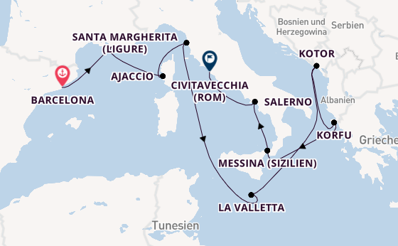 Westliches Mittelmeer ab Barcelona, Spanien auf der Enchanted Princess