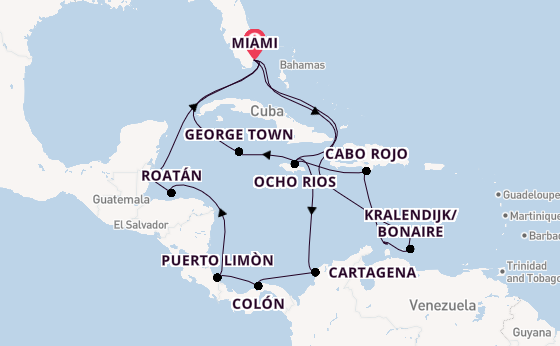 Caribbean from Miami, Florida, USA with the MSC Poesia