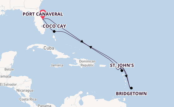 Caribbean from Port Canaveral, Florida, USA with the Adventure of the Seas