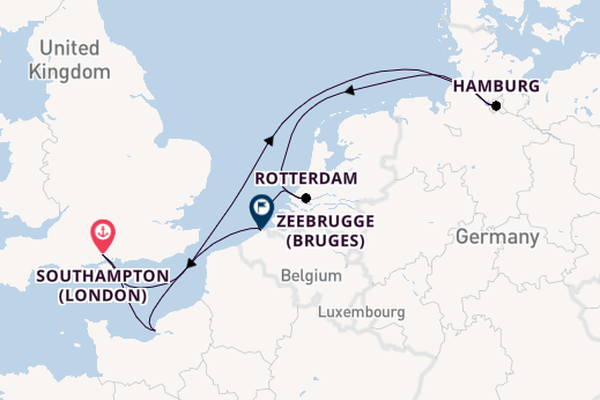 England from Le Havre (Paris), France with the MSC Preziosa