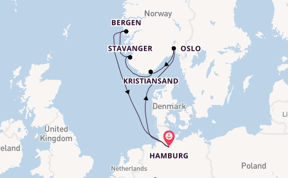 Norway from Hamburg, Germany with the MSC Preziosa