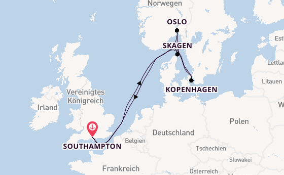 England ab Southampton, Großbritannien auf der Ventura