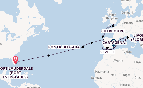 Transatlantic from Fort Lauderdale (Port Everglades), Florida, USA with the Regal Princess