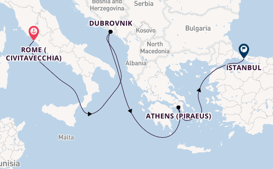 Mediterranean Sea from Rome (Civitavecchia), Italy with the Seven Seas Splendor