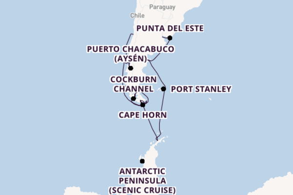 South America from San Antonio, Chile with the Oosterdam