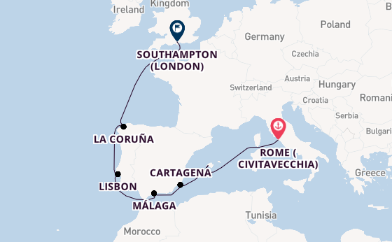 Western Mediterranean from Rome (Civitavecchia), Italy with the Queen Victoria