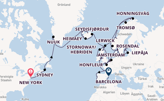 Transatlantik ab New York auf der Seven Seas Mariner