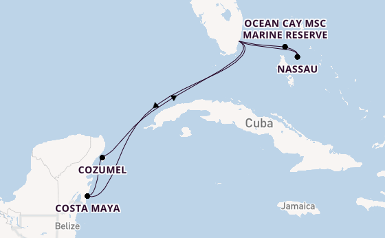 Caribbean from Miami, Florida, USA with the MSC Seaside