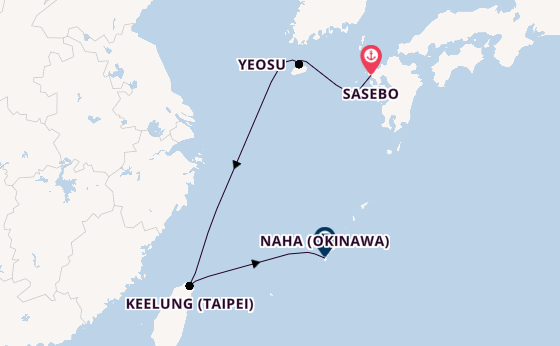 Oost-Azië vanaf Sasebo, Japan met de Costa Serena