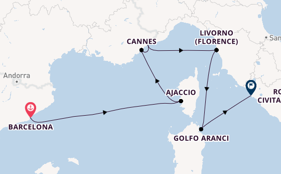 Western Mediterranean from Barcelona, Spain with the Seven Seas Prestige