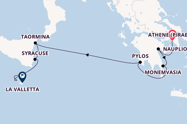 Middellandse Zee vanaf Athene (Piraeus), Griekenland met de Star Clipper