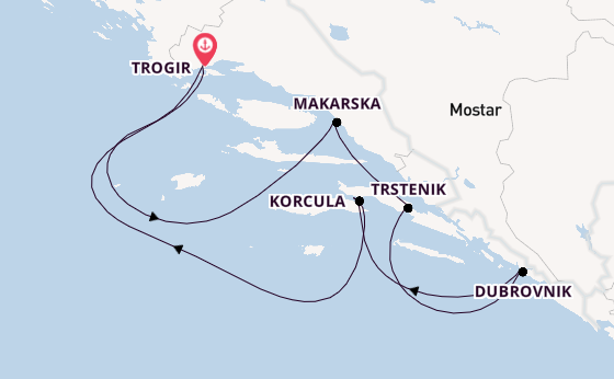 Kroatië vanaf Trogir, Kroatië met de PRINCESS