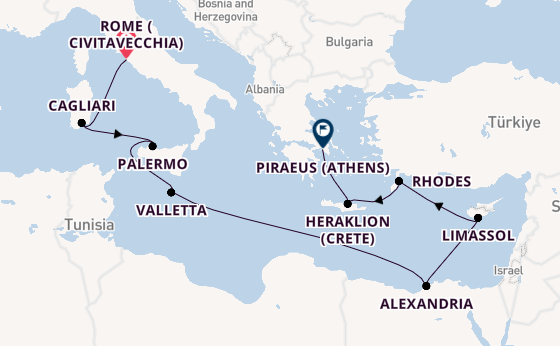 Mediterranean from Rome (Civitavecchia), Italy with the Caribbean Princess