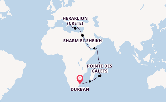 India and Indian Ocean from Durban, South Africa with the MSC Armonia 
