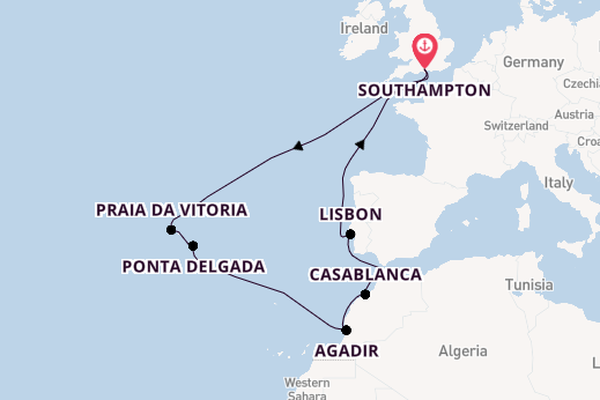Portugal from Southampton, England with the Queen Victoria