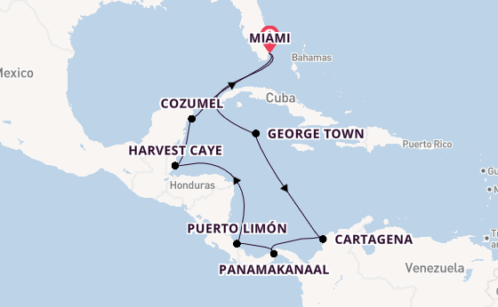 Midden-Amerika vanaf Miami, Verenigde Staten met de Norwegian Sun