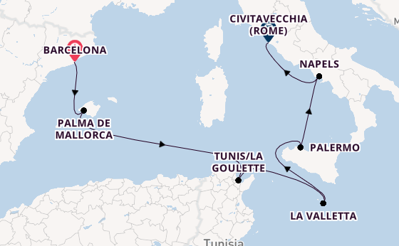 Westelijke Middellandse Zee vanaf Barcelona, Spanje met de Norwegian Epic