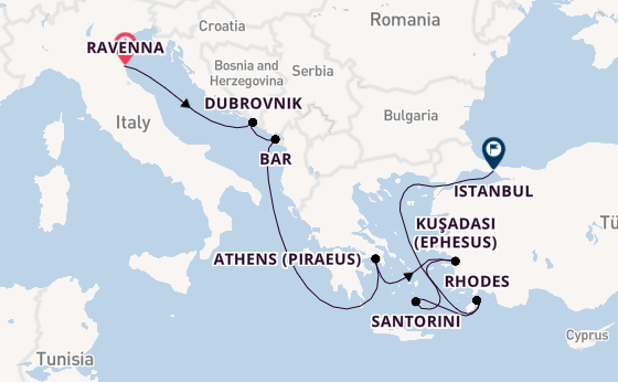 Eastern Mediterranean from Ravenna, Italy with the Norwegian Viva