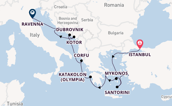 Eastern Mediterranean from Istanbul, Turkey with the Norwegian Viva