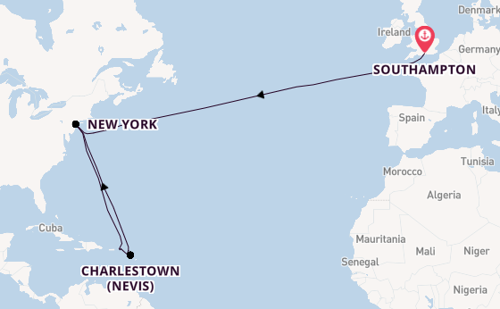 Transatlantic from Southampton, England with the Queen Mary 2