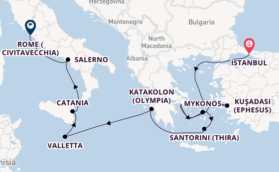 Mediterranean from Istanbul, Turkey with the Norwegian Viva