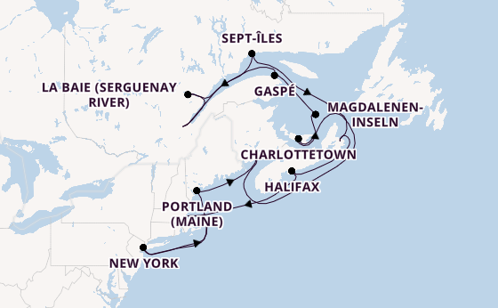 USA Ostküste ab Québec, Kanada auf der EXPLORA V