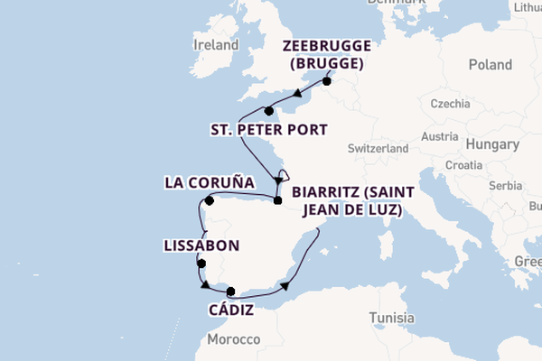 Portugal vanaf Amsterdam, Nederland met de Seven Seas Mariner