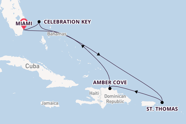 Caribbean from Miami, Florida, USA with the Carnival Celebration