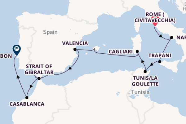 Mediterranean Sea from Rome (Civitavecchia), Italy with the Silver Nova