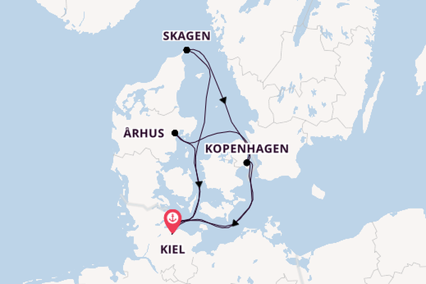 Oostzee vanaf Kiel, Duitsland met AIDAnova