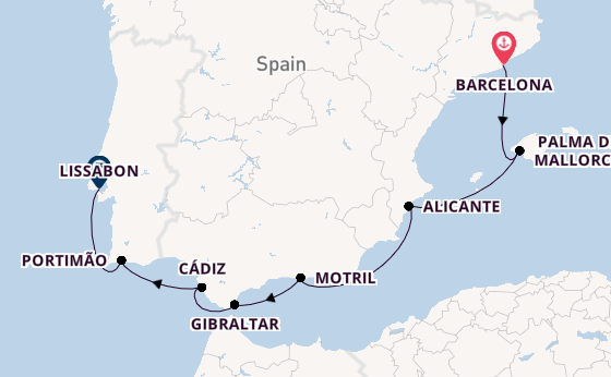 Westelijke Middellandse Zee vanaf Barcelona, Spanje met de Norwegian Dawn