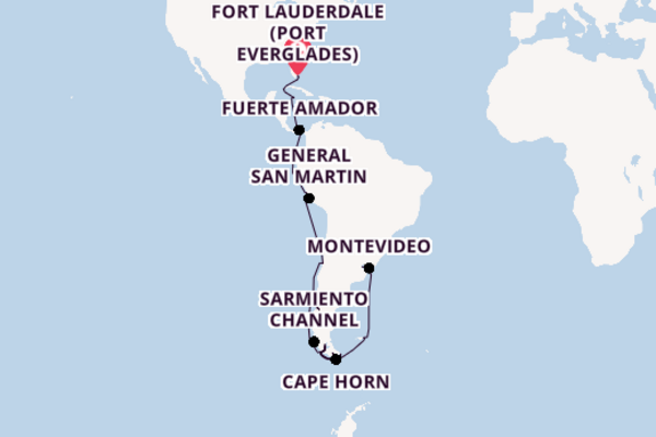 South America from Fort Lauderdale (Port Everglades), Florida, USA with the Oosterdam