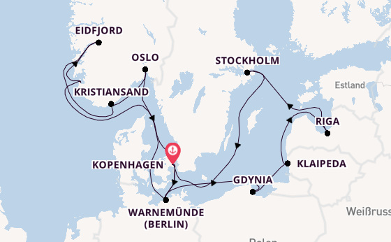 Norwegen ab Kopenhagen, Dänemark auf der MSC Magnifica