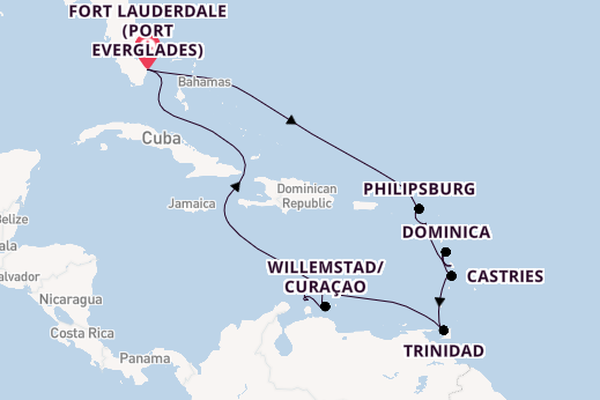 Caribbean from Fort Lauderdale (Port Everglades), Florida, USA with the Enchanted Princess