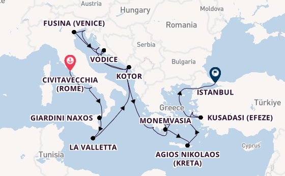 Middellandse Zee vanaf Civitavecchia (Rome), Italië met de Seabourn Ovation