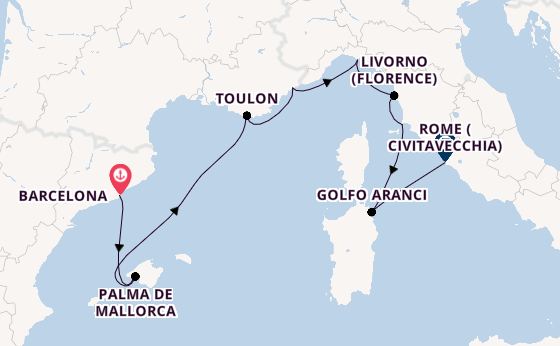 Western Mediterranean from Barcelona, Spain with the Seven Seas Prestige