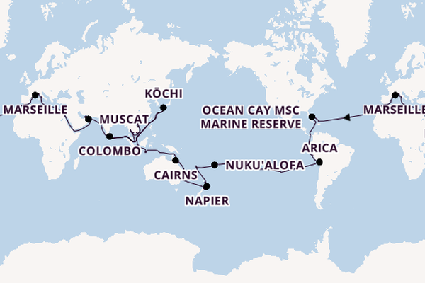 MSC Magnifica - In 116 Tagen Weltmomente auf 5 Kontinenten entdecken