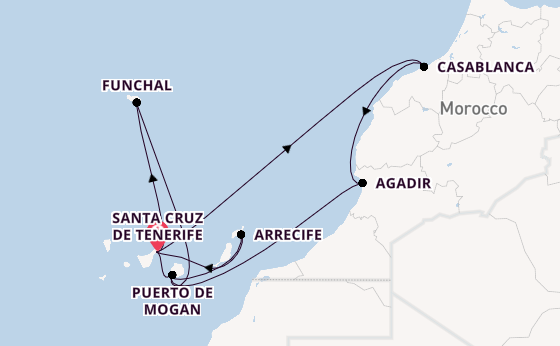 Canary Islands from Santa Cruz de Tenerife, Spain with the Azura