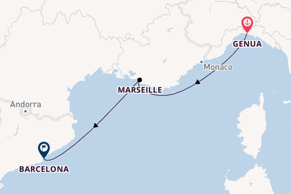 Westelijke Middellandse Zee vanaf Genua, Italië met de MSC Magnifica