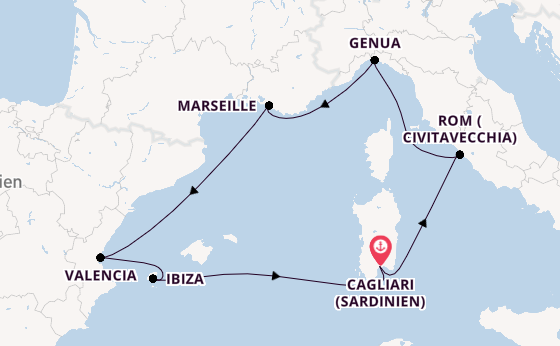 Westliches Mittelmeer ab Cagliari (Sardinien), Italien auf der MSC Musica