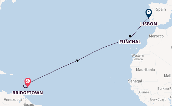 Portugal from Bridgetown, Barbados with the Seabourn Ovation 